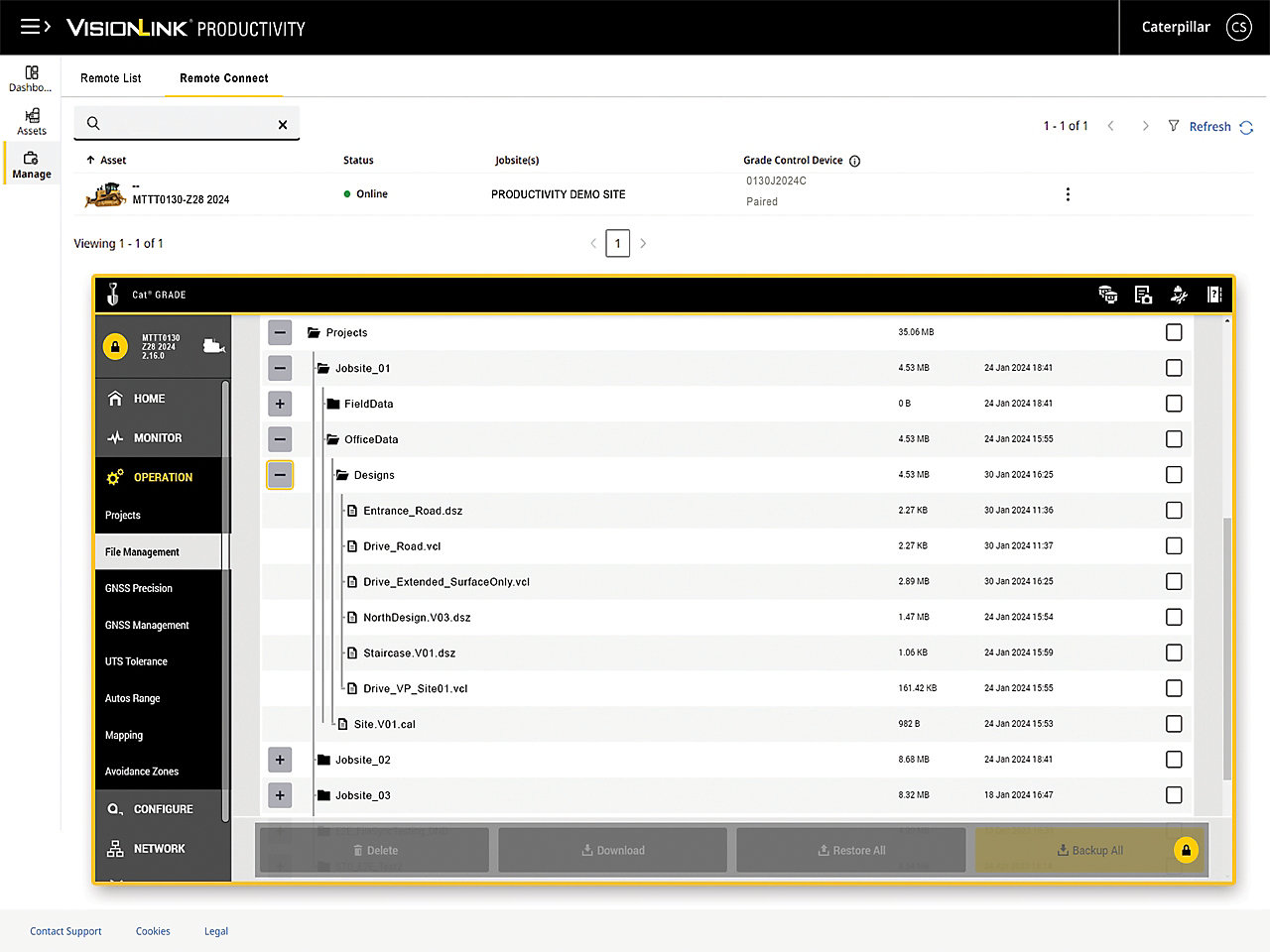 VisionLink Productivity permette di avere sotto controllo la produttività e l'efficienza