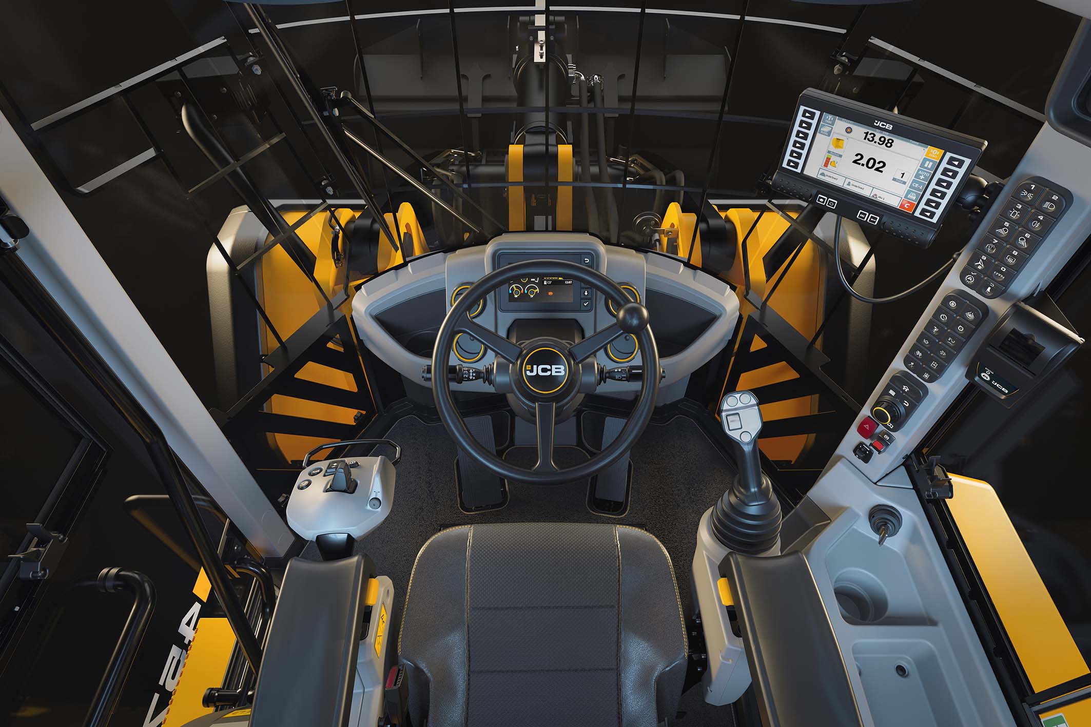 JCB Intelliwiegh si presenta come completamente integrato nella strumentazione di bordo